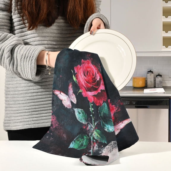 BZSMCE Kitchen Towels Creative Blush & Bloom Pattern Durable Kitchen Towel