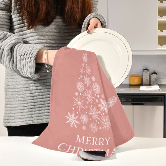 BZSMCE Kitchen Towels Creative Blush Christmas Tree Glow Pattern Durable Kitchen Towel