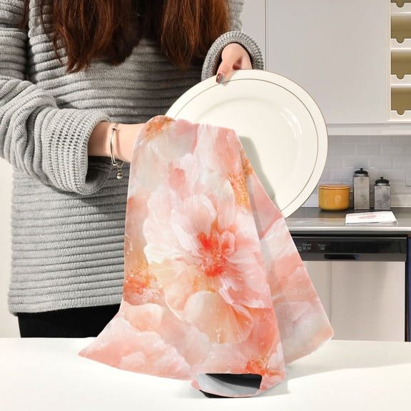 BZSMCE Kitchen Towels Creative Blush Petals Pattern Durable Kitchen Towel