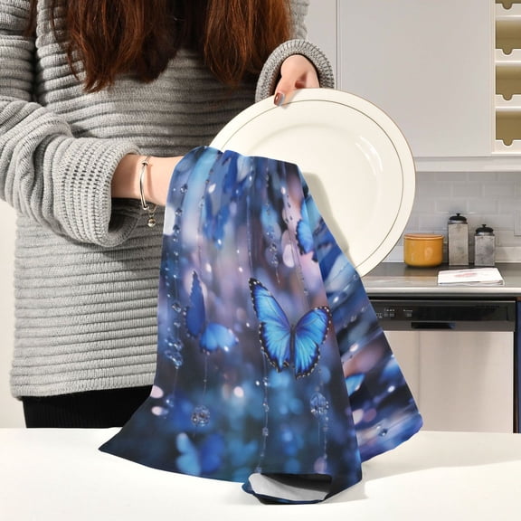BZSMCE Kitchen Towels Creative Butterfly Dreams Pattern Durable Kitchen Towel