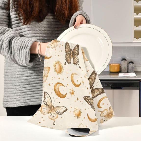 BZSMCE Kitchen Towels Creative Butterfly Pattern Pattern Durable Kitchen Towel
