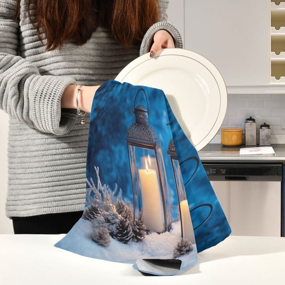 BZSMCE Kitchen Towels Creative Candles Pattern Durable Kitchen Towel