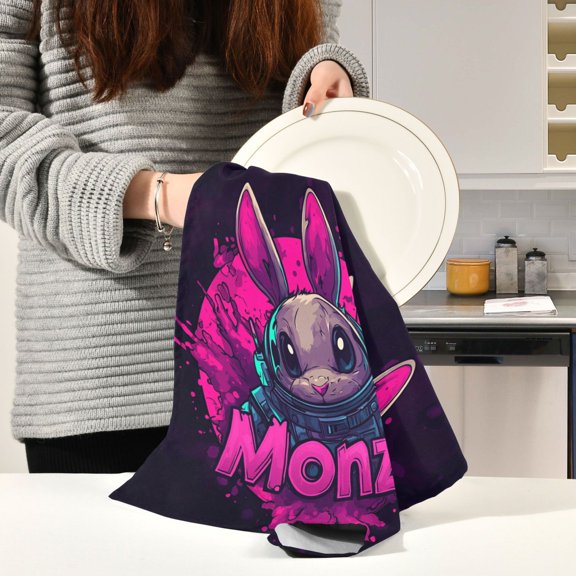 BZSMCE Kitchen Towels Creative Cartoon Rabbit Pattern Pattern Durable Kitchen Towel