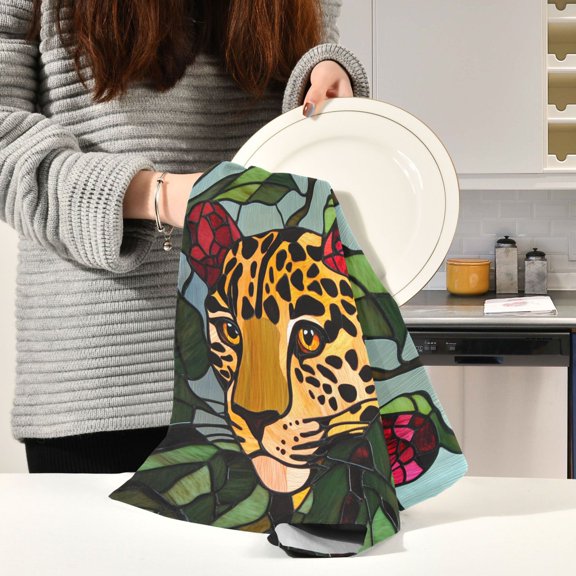 BZSMCE Kitchen Towels Creative Christmas Leopard Print Pattern Durable Kitchen Towel