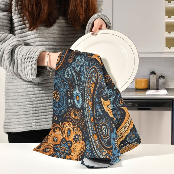 BZSMCE Kitchen Towels Creative Colorfull Art Map Pattern Durable Kitchen Towel