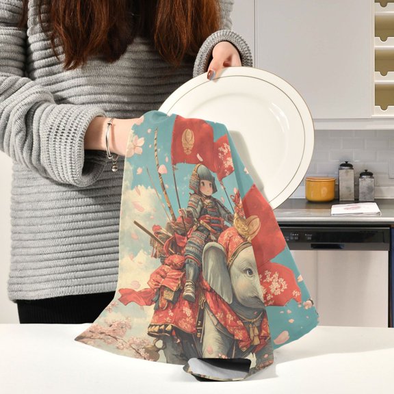 BZSMCE Kitchen Towels Creative Cute Anime Knight Pattern Durable Kitchen Towel