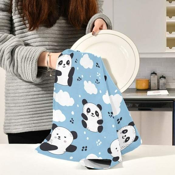 BZSMCE Kitchen Towels Creative Cute Panda Printing Pattern Durable Kitchen Towel
