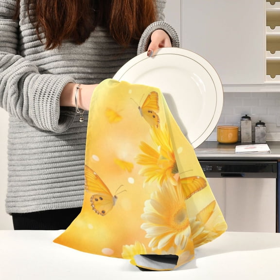 BZSMCE Kitchen Towels Creative Dancing Butterflies Pattern Durable Kitchen Towel