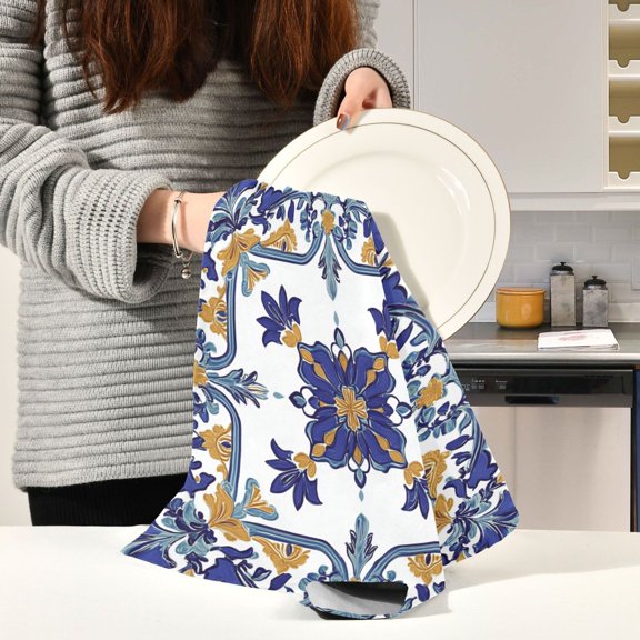 BZSMCE Kitchen Towels Creative Design Art Regular Pattern Pattern Durable Kitchen Towel