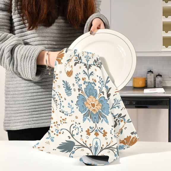 BZSMCE Kitchen Towels Creative Design Blossom Art Print Pattern Durable Kitchen Towel