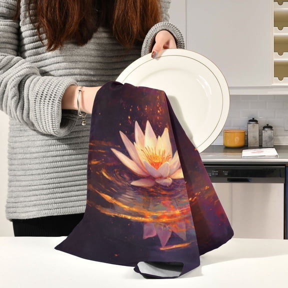 BZSMCE Kitchen Towels Creative Ethereal Bloom Pattern Durable Kitchen Towel