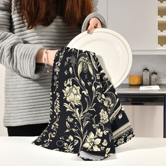 BZSMCE Kitchen Towels Creative Fashion Art Flower Pattern Pattern Durable Kitchen Towel