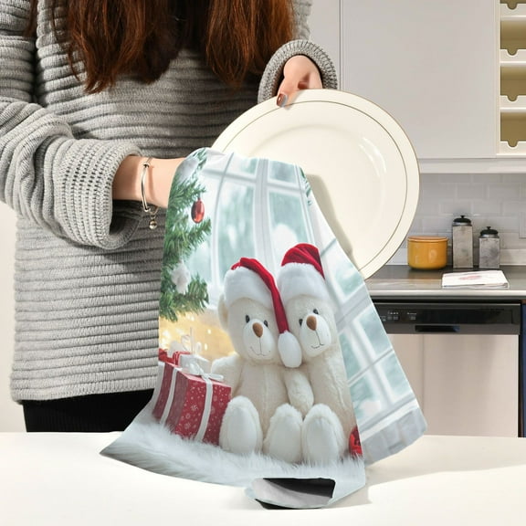 BZSMCE Kitchen Towels Creative Gift Sabearnta Pattern Durable Kitchen Towel