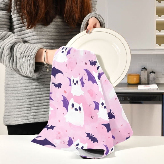 BZSMCE Kitchen Towels Creative Lovely Bat Pattern Pattern Durable Kitchen Towel