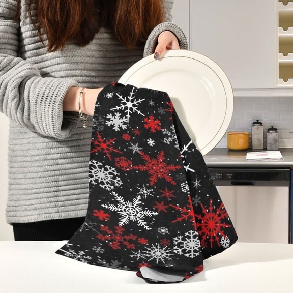 BZSMCE Kitchen Towels Creative Nocturnal Snowflake Fiesta Pattern Durable Kitchen Towel