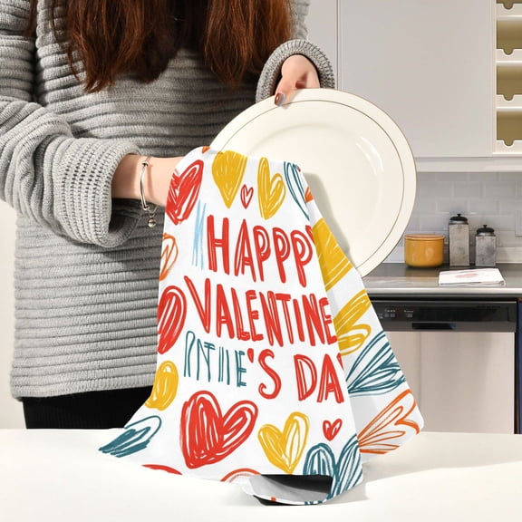 BZSMCE Kitchen Towels Creative Pattern Of Hearts Pattern Durable Kitchen Towel