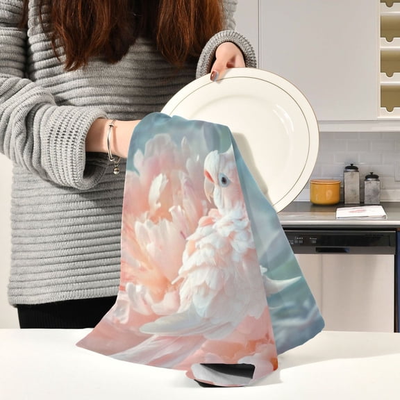 BZSMCE Kitchen Towels Creative Peony Dream Pattern Durable Kitchen Towel