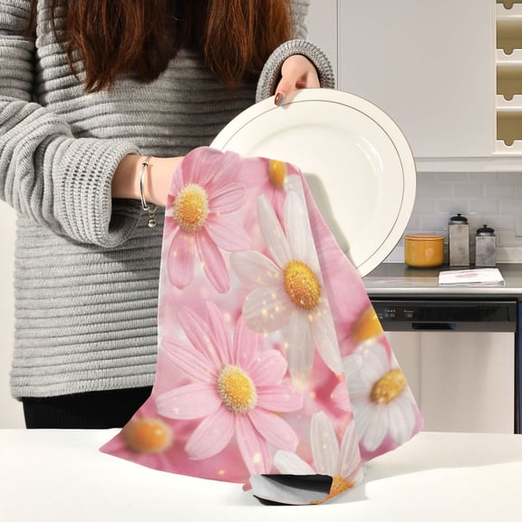 BZSMCE Kitchen Towels Creative Pink Serenity Florets Pattern Durable Kitchen Towel