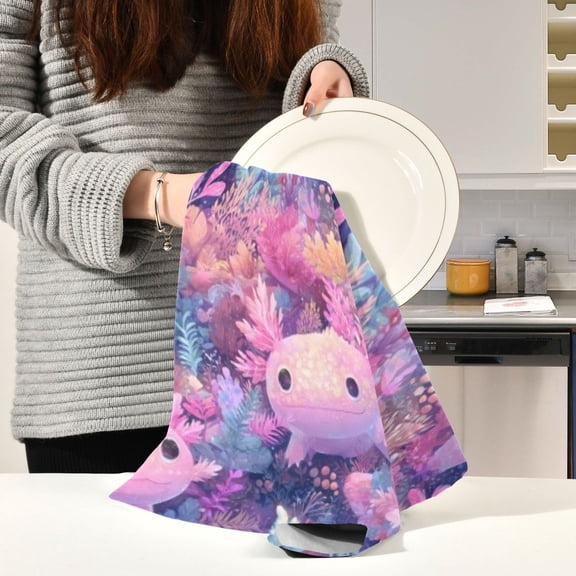 BZSMCE Kitchen Towels Creative Rainbow Fish Colorful Reef Pattern Durable Kitchen Towel