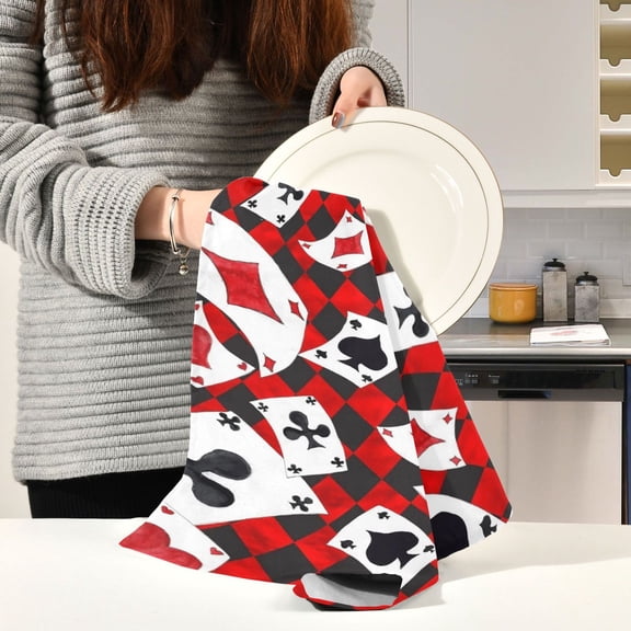BZSMCE Kitchen Towels Creative Royal Deck Pattern Durable Kitchen Towel