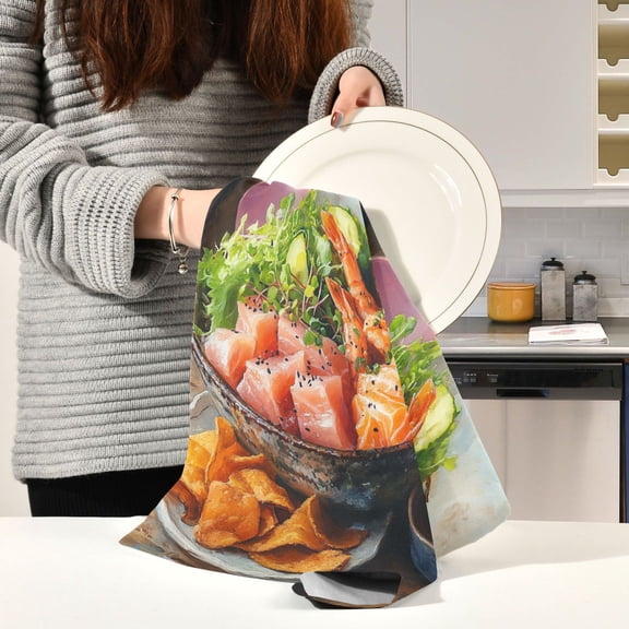 BZSMCE Kitchen Towels Creative Salad Vegetable Pattern Pattern Durable Kitchen Towel