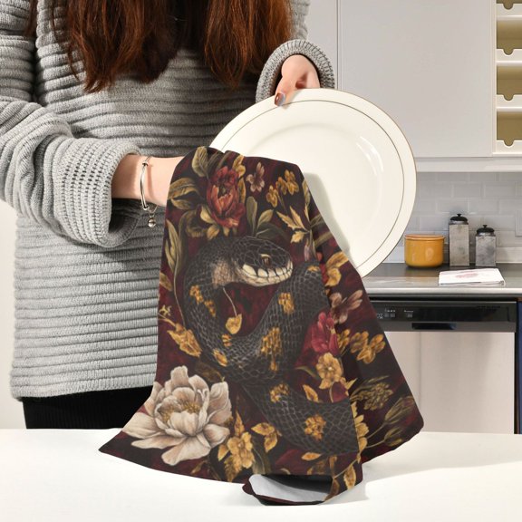 BZSMCE Kitchen Towels Creative Serpent Of Shadows Pattern Durable Kitchen Towel