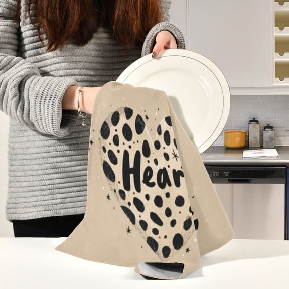 BZSMCE Kitchen Towels Creative Star Leopard Heart Pattern Durable Kitchen Towel