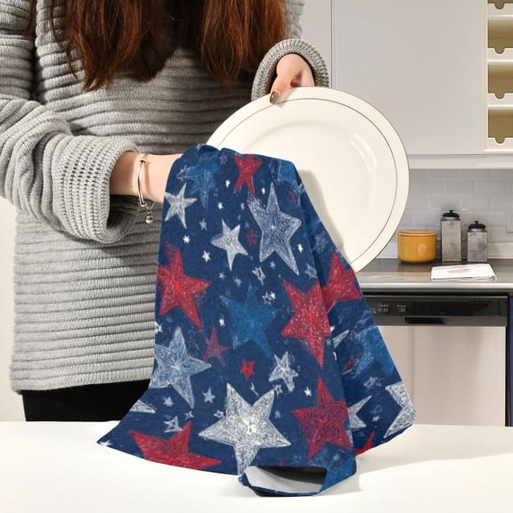 BZSMCE Kitchen Towels Creative Star - Spangled Night Sky Pattern Durable Kitchen Towel