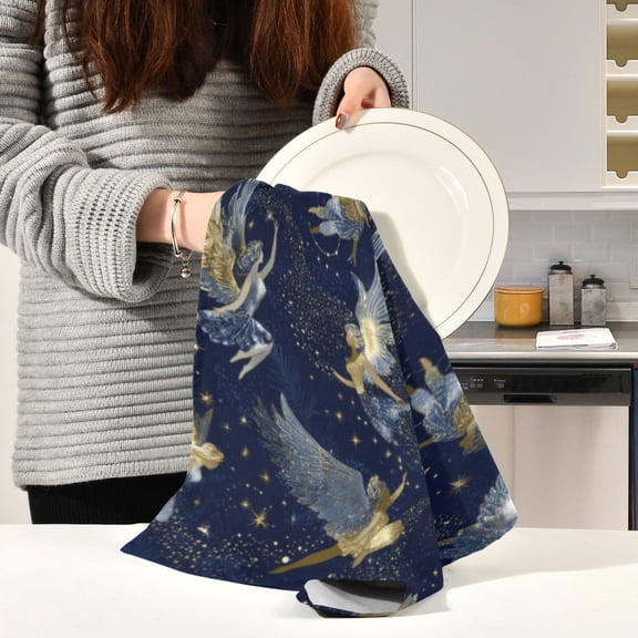 BZSMCE Kitchen Towels Creative Starry Fairy Dance Realm Pattern Durable Kitchen Towel