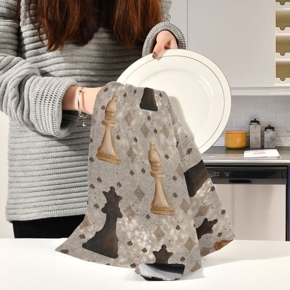 BZSMCE Kitchen Towels Creative Timeless Chessboard Elegance Pattern Durable Kitchen Towel