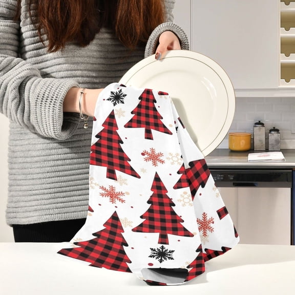 BZSMCE Kitchen Towels Creative Tree Frost Fest Pattern Durable Kitchen Towel