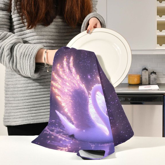 BZSMCE Kitchen Towels Creative Twilight Radiance Pattern Durable Kitchen Towel