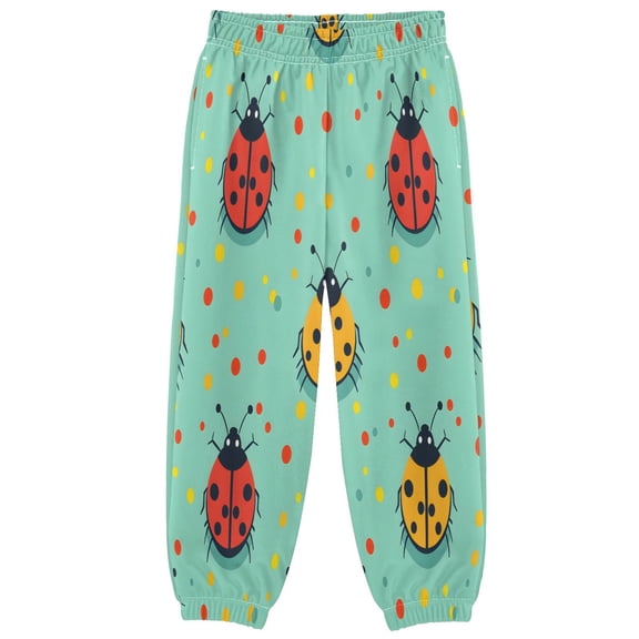 BZSMCE Ladybugsdots Pattern Print Elastic Waist Jogger Pants Lightweight Wind Resistant Casual Athletic Trousers with Cuffed Ankles & Side Pockets