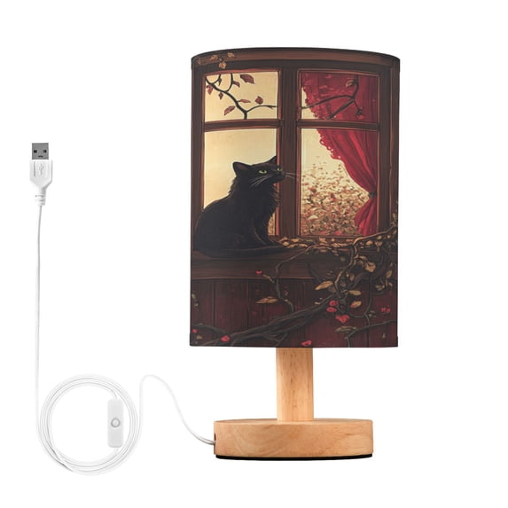 BZSMCE Lamp Modern Cat Gazing at Roses Creative Patter Night Light