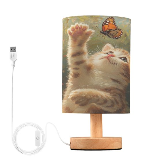 BZSMCE Lamp Modern Cat Play with Butterfly Creative Patter Night Light