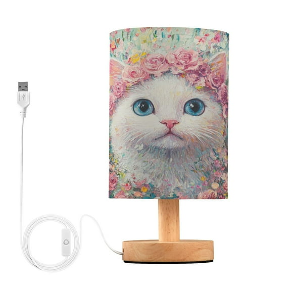 BZSMCE Lamp Modern Cat Surrounded by Pink Roses Creative Patter Night Light