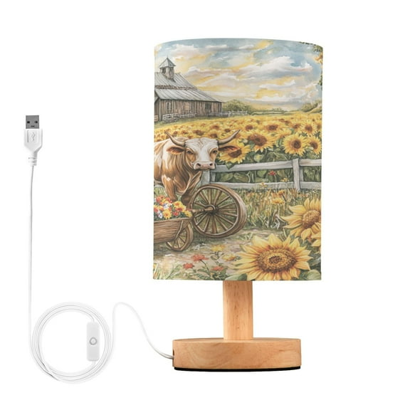 BZSMCE Lamp Modern Cow Sunflowers Barn and Cart Creative Patter Night Light