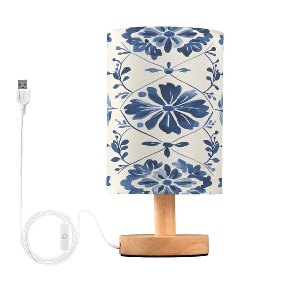 BZSMCE Lamp Modern Design Blue Flowers Art Print Creative Patter Night Light