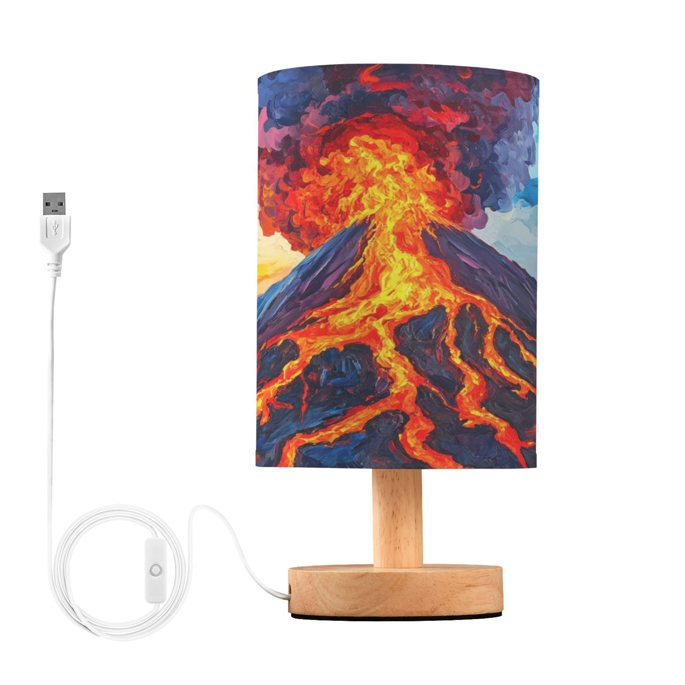 BZSMCE Lamp Modern Oil Painting Of Volcano Creative Patter Night Light