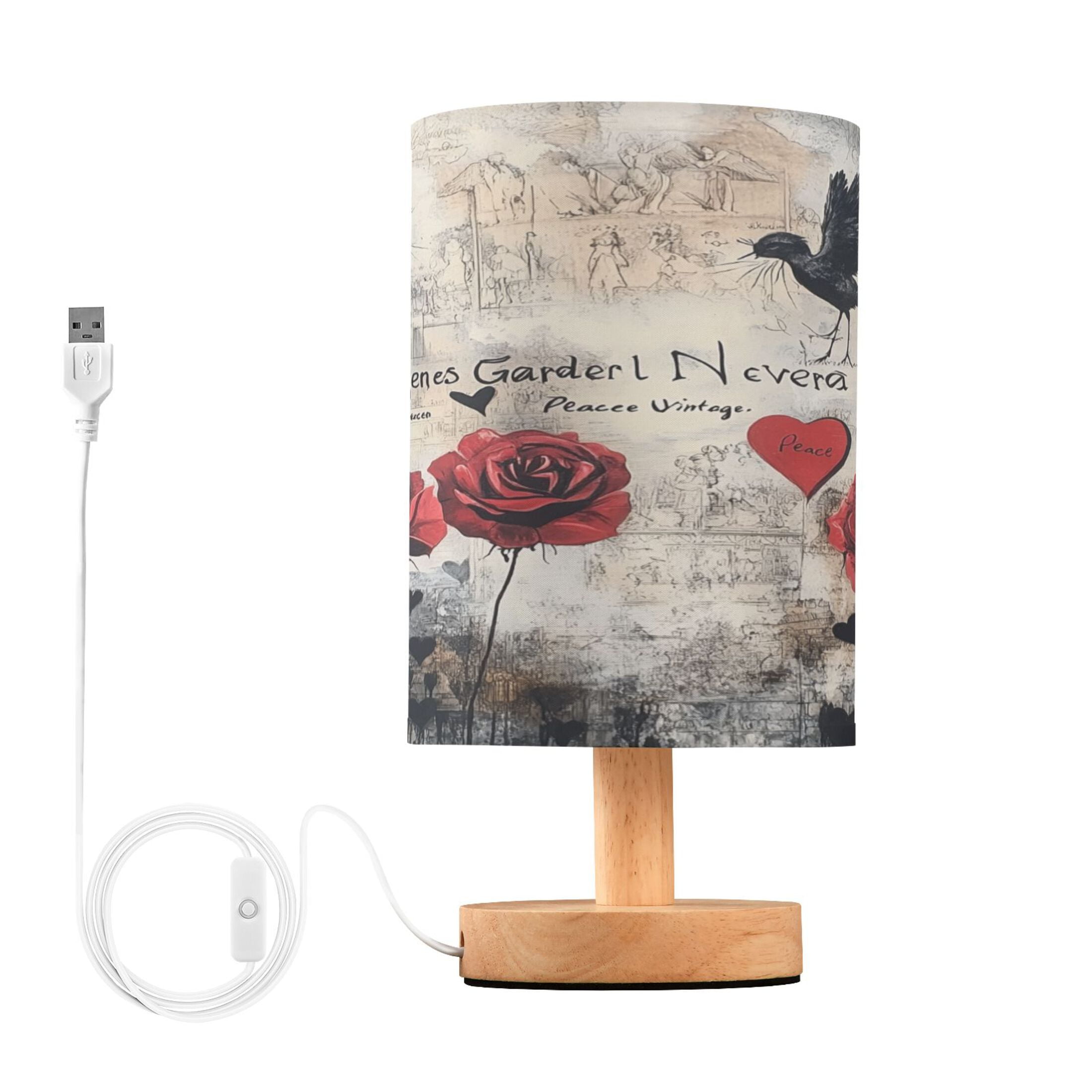 BZSMCE Lamp Modern Oil Red Rose Plainting Creative Patter Night Light