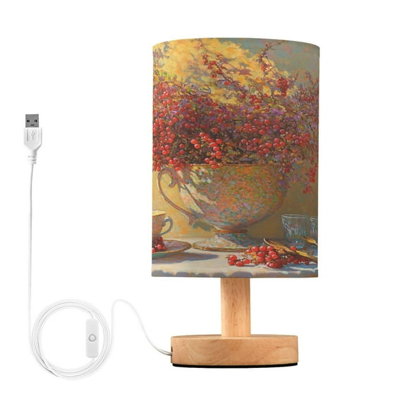 BZSMCE Lamp Modern Red Cherry Oil Painting Creative Patter Night Light