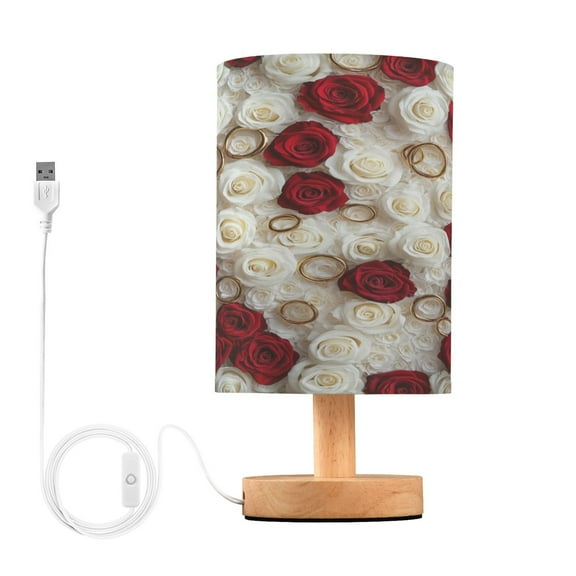 BZSMCE Lamp Modern Red and White Roses Rings Creative Patter Night Light