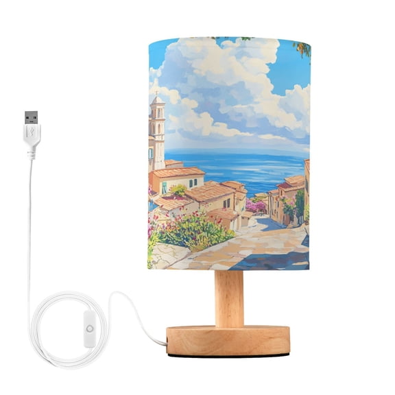 BZSMCE Lamp Modern Scenic Coastal Village Painting Creative Patter Night Light