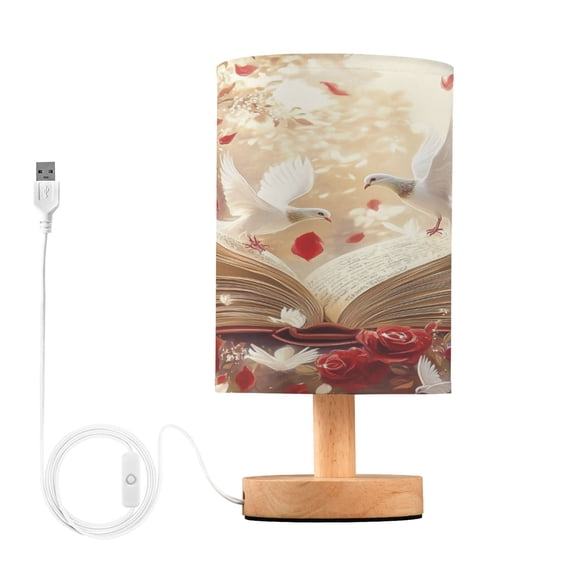BZSMCE Lamp Modern White Doves Red Roses Creative Patter Night Light