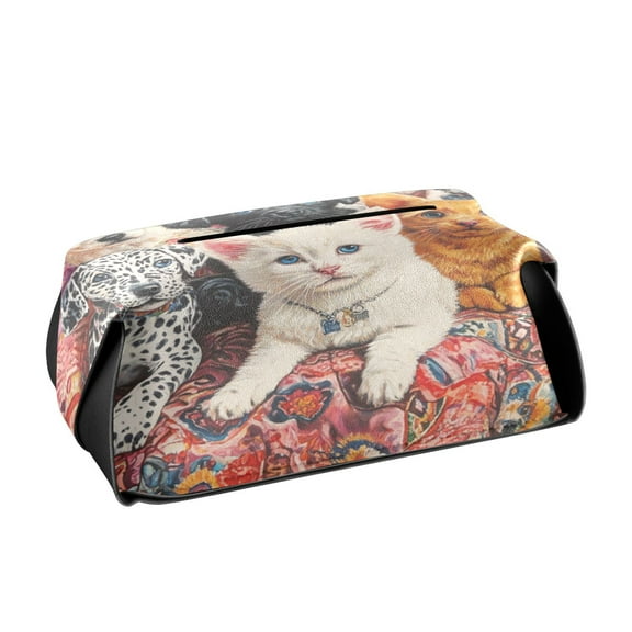 BZSMCE Leatehr Tissue Holders Cute Adorable Companions Pattern Tissue box