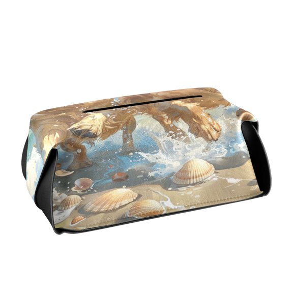 BZSMCE Leatehr Tissue Holders Cute Beach Buddies Splashing Fun Pattern Tissue box