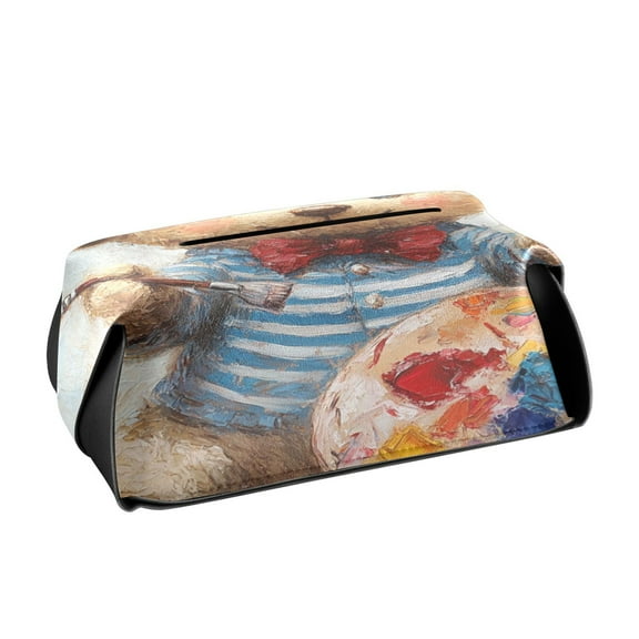 BZSMCE Leatehr Tissue Holders Cute Bear Artist Pattern Tissue box