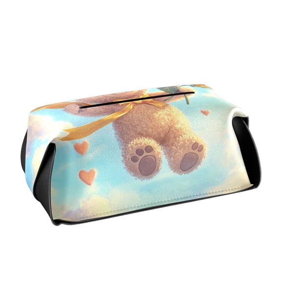 BZSMCE Leatehr Tissue Holders Cute Bear with Sunflowers Pattern Tissue box