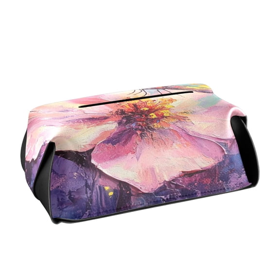 BZSMCE Leatehr Tissue Holders Cute Butterfly and Flower Painting Pattern Tissue box