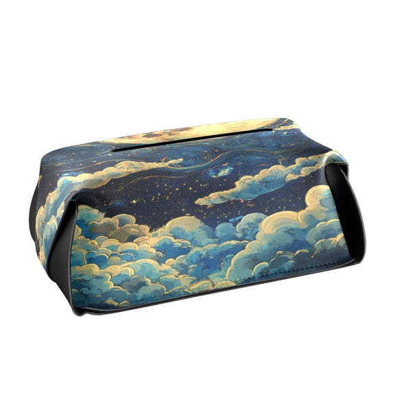 BZSMCE Leatehr Tissue Holders Cute Celestial Moonlit Dream Pattern Tissue box